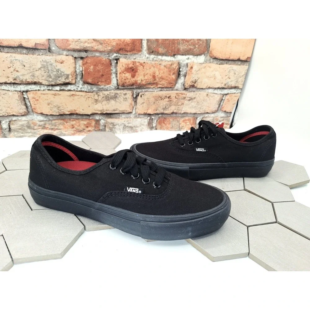 Vans Authentic Pro Triple Black Skateboard‎ Shoes Men 6.5 / Women 8 2010s Rare